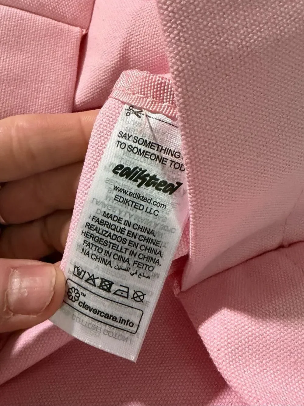 EDIKTED My Edikted Pink Collegiate Graphic Oversized Canvas Tote Bag